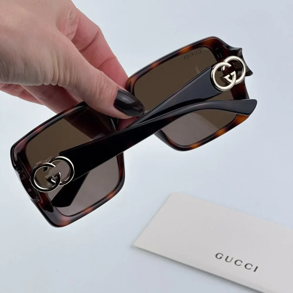 Gucci GG1692S 002 BRAND NEW Sunglasses Havana Brown Square Women